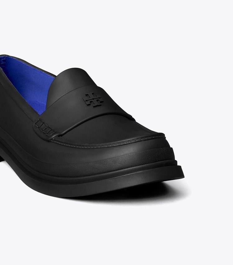 Tory Burch designer flats Classic Rain Loafer in Black detail