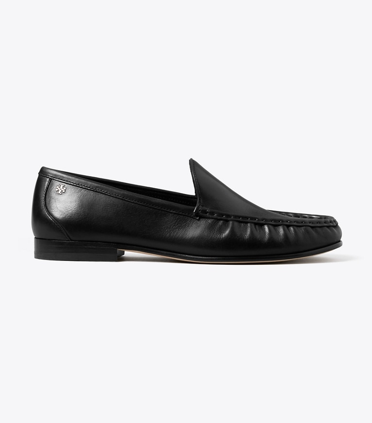 Tory Burch designer flats Classic Ruched Loafer in PERFECT BLACK side