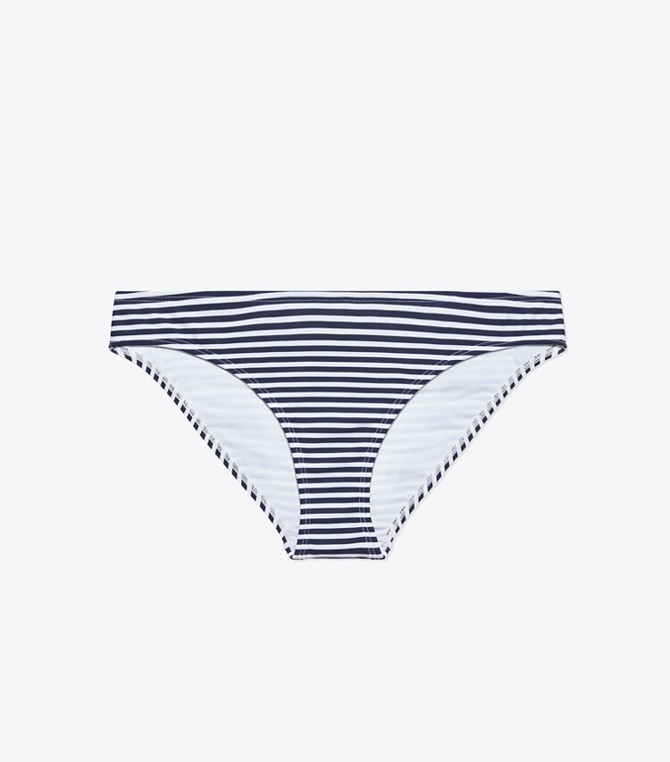 Tory Burch designer two pieces Classic Stripe Hipster Bikini Bottom in Navy Classic Stripe front