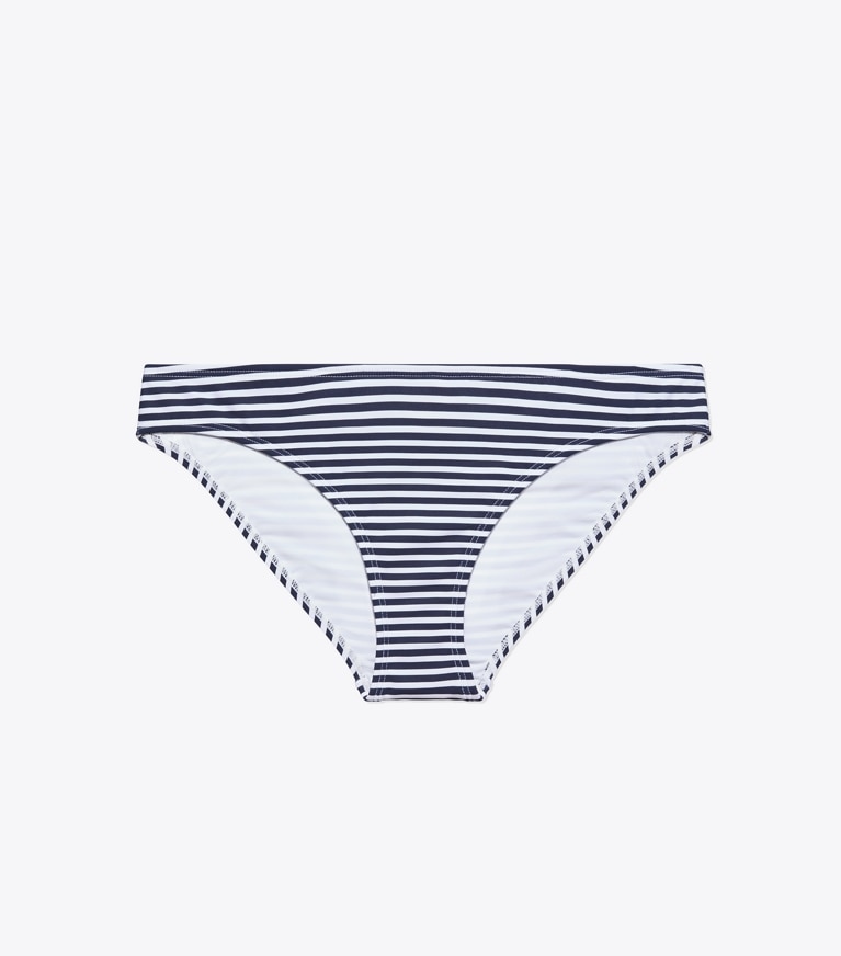 Tory Burch designer two pieces Classic Stripe Hipster Bikini Bottom in Navy Classic Stripe front