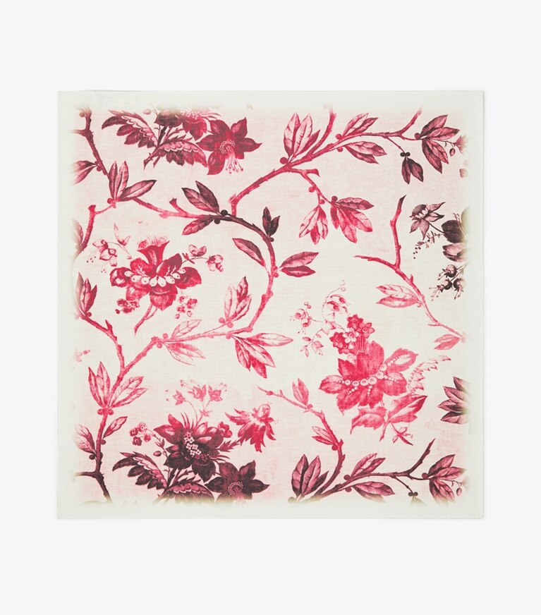 Tory Burch designer scarves Climbing Lilies Double-Sided Neckerchief in Climbing Lilies Neckerchief - Pink overhead