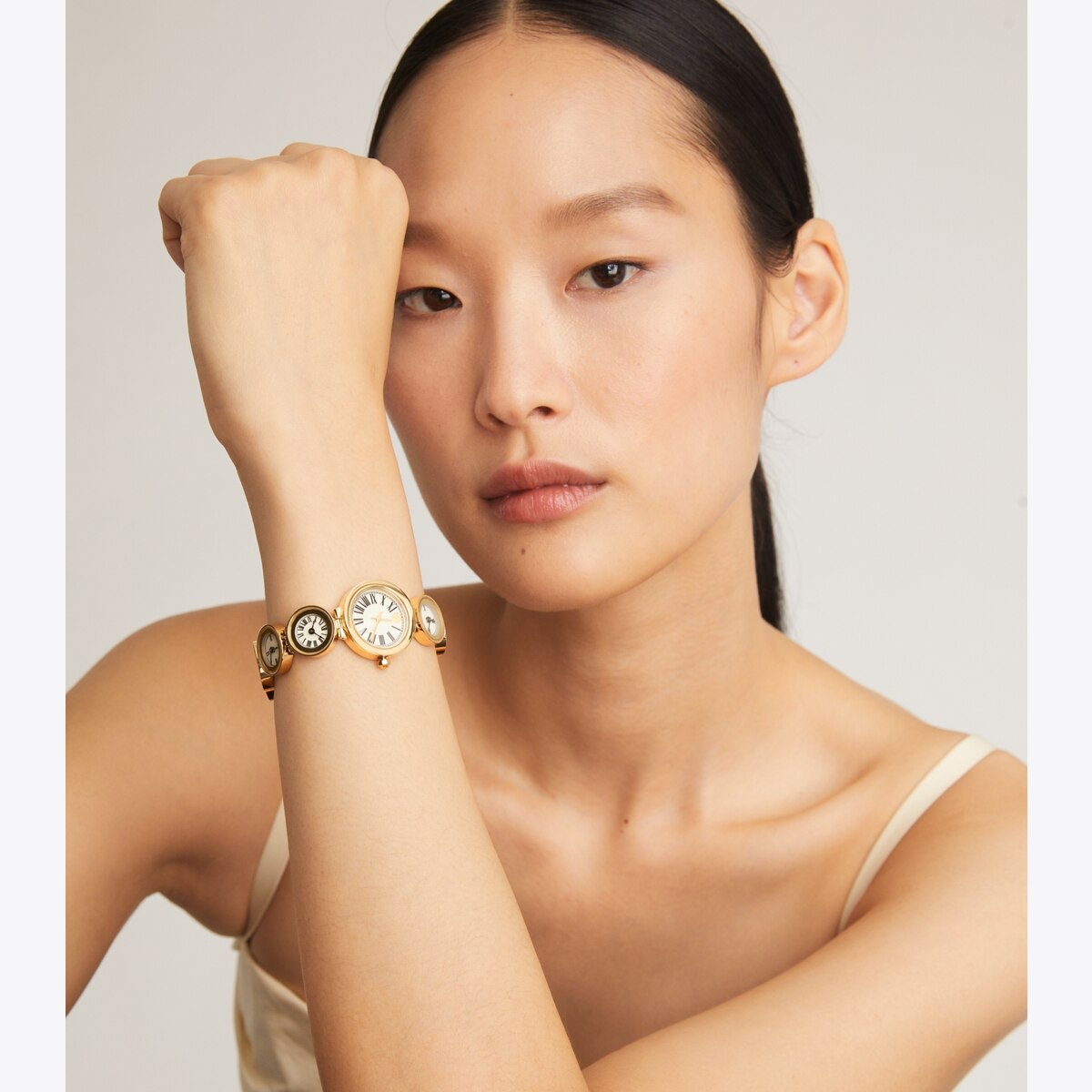 Clock Watch, Gold-Tone Stainless Steel: Women's Designer