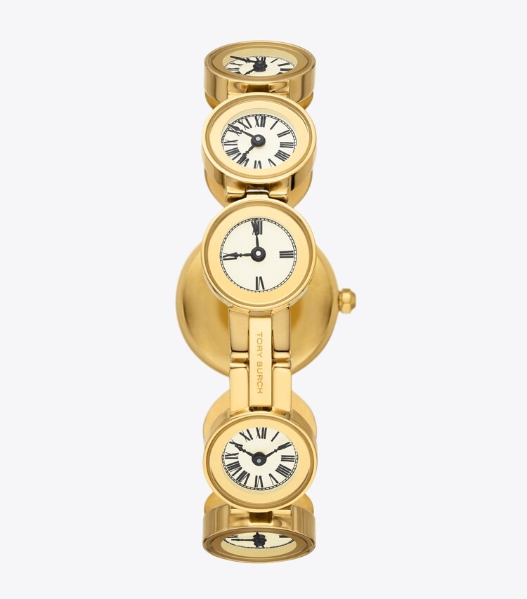 Tory Burch designer strap watches Clock Watch, Gold-Tone Stainless Steel in IVORY/GOLD back