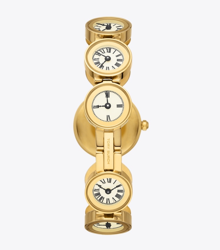 Tory Burch designer strap watches Clock Watch, Gold-Tone Stainless Steel in IVORY/GOLD front