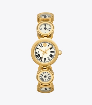 Tory Burch designer strap watches Clock Watch, Gold-Tone Stainless Steel in IVORY/GOLD front