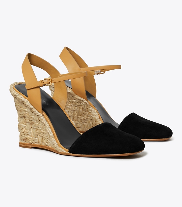 Tory Burch designer espadrilles Closed-Toe High Espadrille in PERFECT BLACK angle