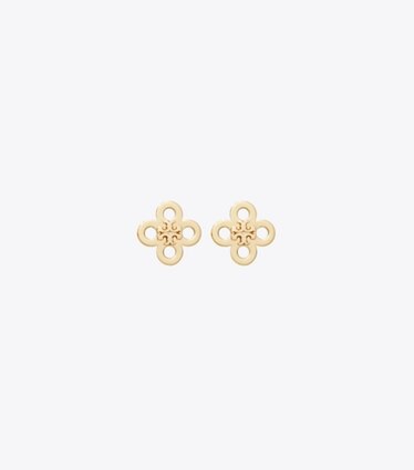 Tory Burch designer boucles d'oreilles Clou d’oreilles Myosotis dans Tory Gold de face
