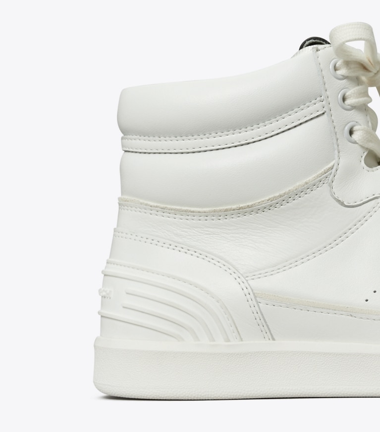 Tory Burch designer sneakers Clover Court High-Top Sneaker in WHITE / BIANCO angle