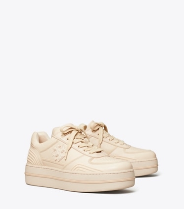 Tory Burch designer sneakers Clover Court Platform Sneaker in PINK PRIMROSE / PINK PRIMROSE angle