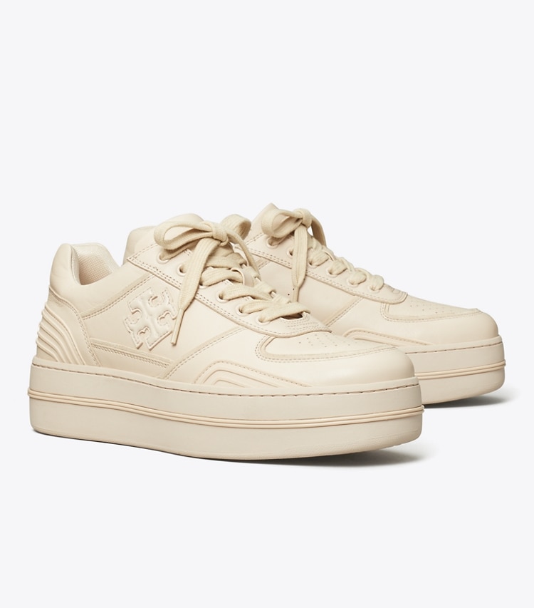 Tory Burch designer sneakers Clover Court Platform Sneaker in PINK PRIMROSE / PINK PRIMROSE angle