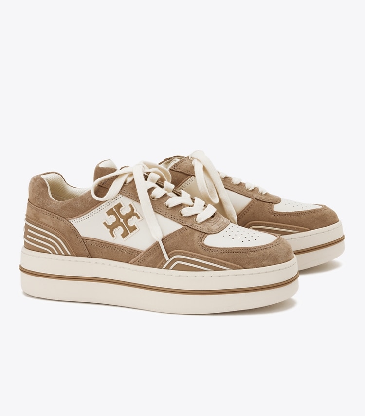 Tory Burch designer sneakers Clover Court Platform Sneaker in NEW IVORY / CERBIATTO / CERBIATTO angle
