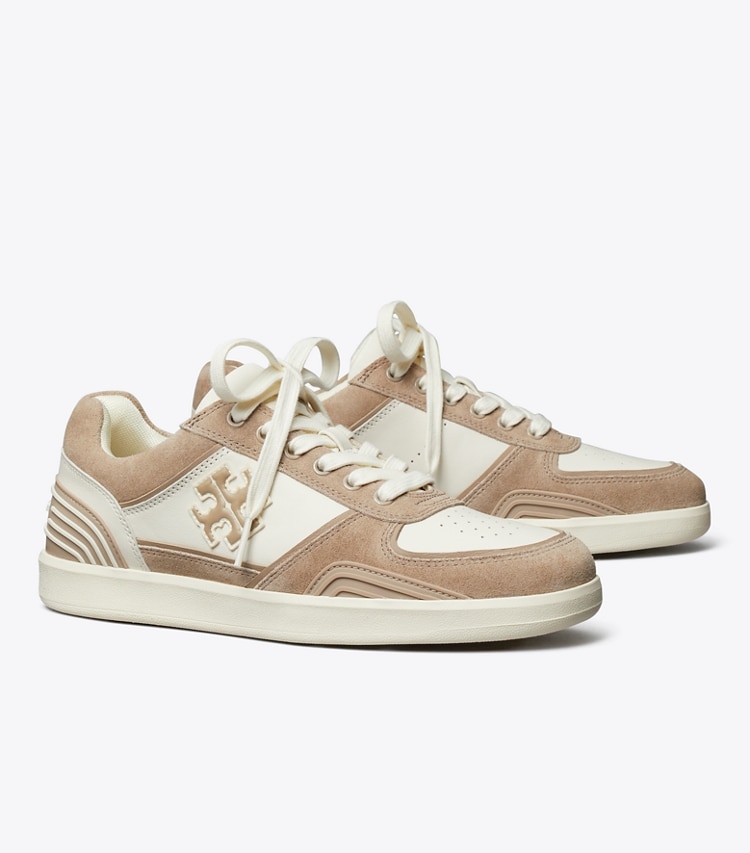 Tory Burch designer sneakers Clover Court Sneaker in NEW IVORY / CERBIATTO angle