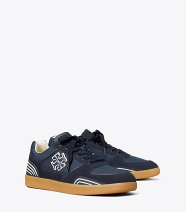Tory Burch designer sneakers Clover Court Sneaker in GALAXY NAVY / GALAXY NAVY / SIRENA NAVY angle