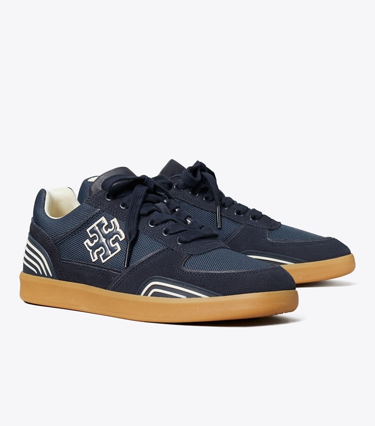 Tory Burch designer sneakers Clover Court Sneaker in GALAXY NAVY / GALAXY NAVY / SIRENA NAVY angle