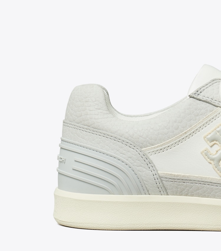Tory Burch designer sneakers Clover Court Sneaker in WHITE / POWDER BLUE detail