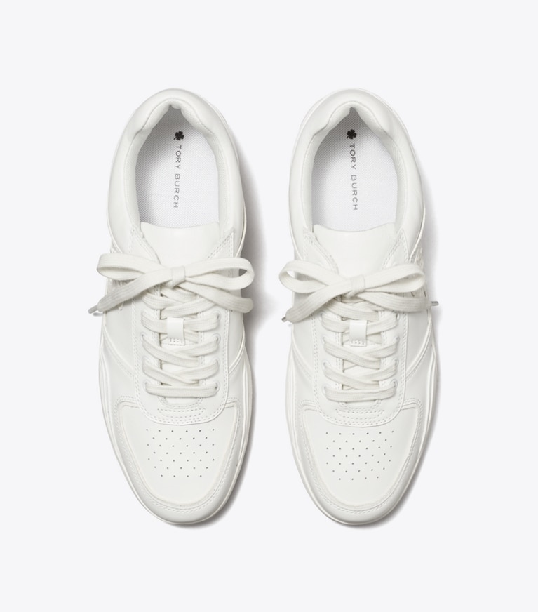 Tory Burch designer sneakers Clover Court Sneaker in TITANIUM WHITE / TITANIUM WHITE angle
