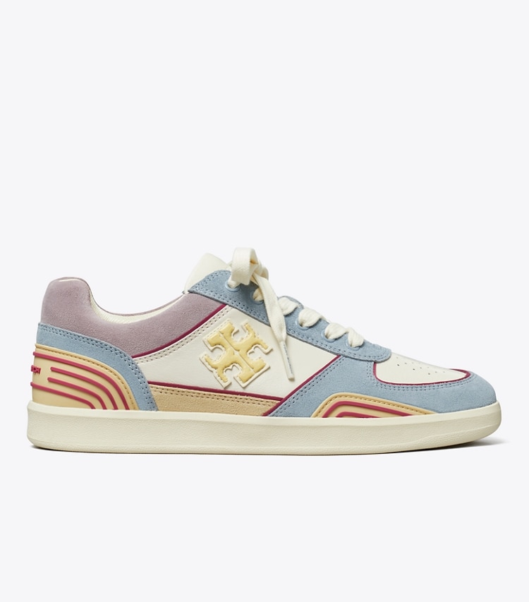 Tory Burch designer sneakers Clover Court Sneaker in NEW IVORY / YELLOW CANARY / ARIA BLUE side