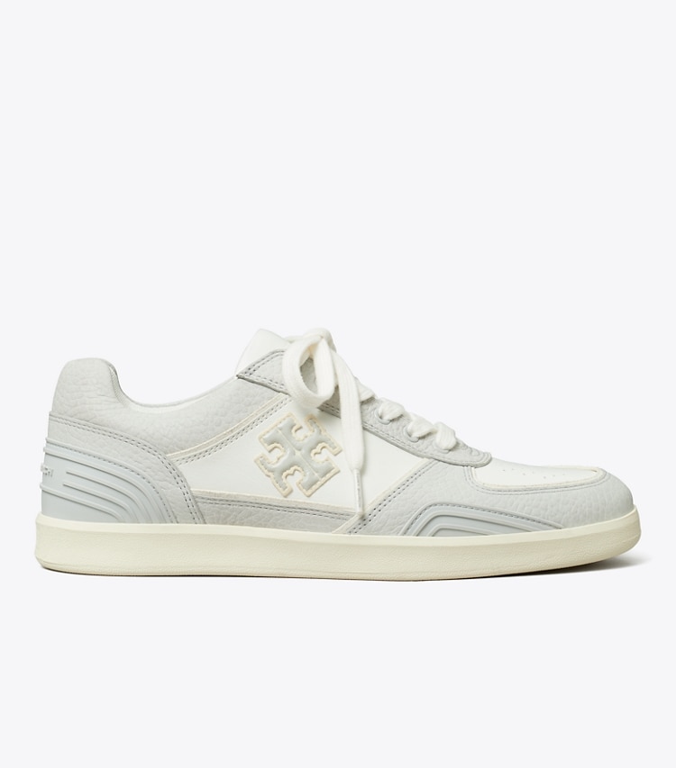 Tory Burch designer sneakers Clover Court Sneaker in WHITE / POWDER BLUE side