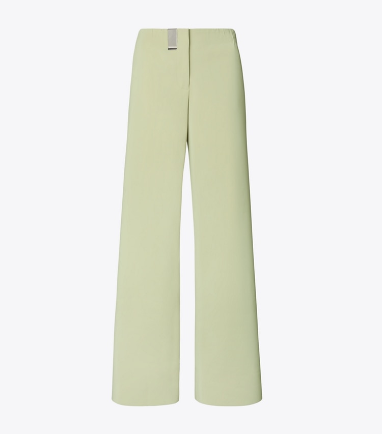 Tory Burch designer bottoms Coated Jersey Pant in Khaki Sage front