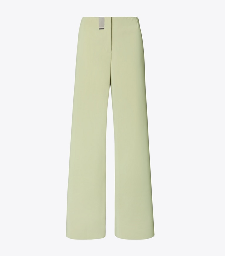 Tory Burch designer bottoms Coated Jersey Pant in Khaki Sage front