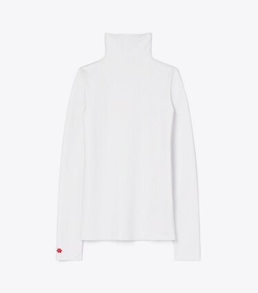Tory Burch designer hauts Col roulé en maille dans Marshmallow de face
