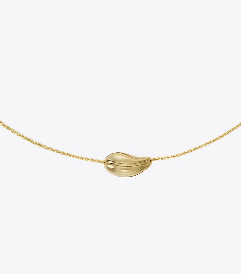 Tory Burch diseñador collares Colgante pequeño Pierced en Light Brass detalle