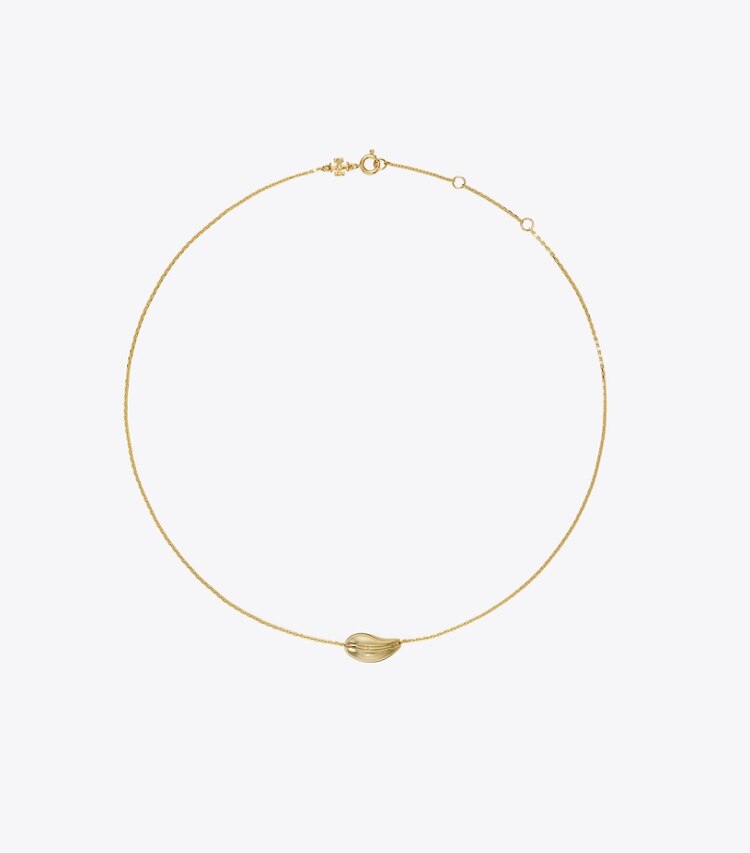 Tory Burch diseñador collares Colgante pequeño Pierced en Light Brass frente