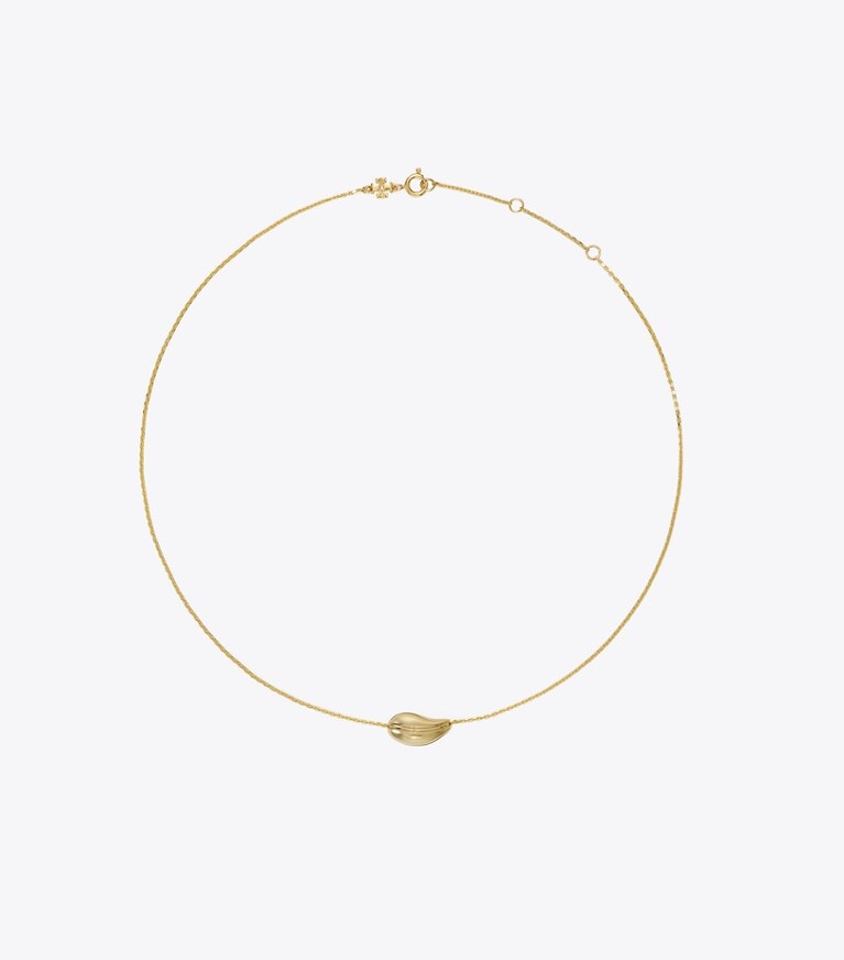 Tory Burch diseñador collares Colgante pequeño Pierced en Light Brass frente