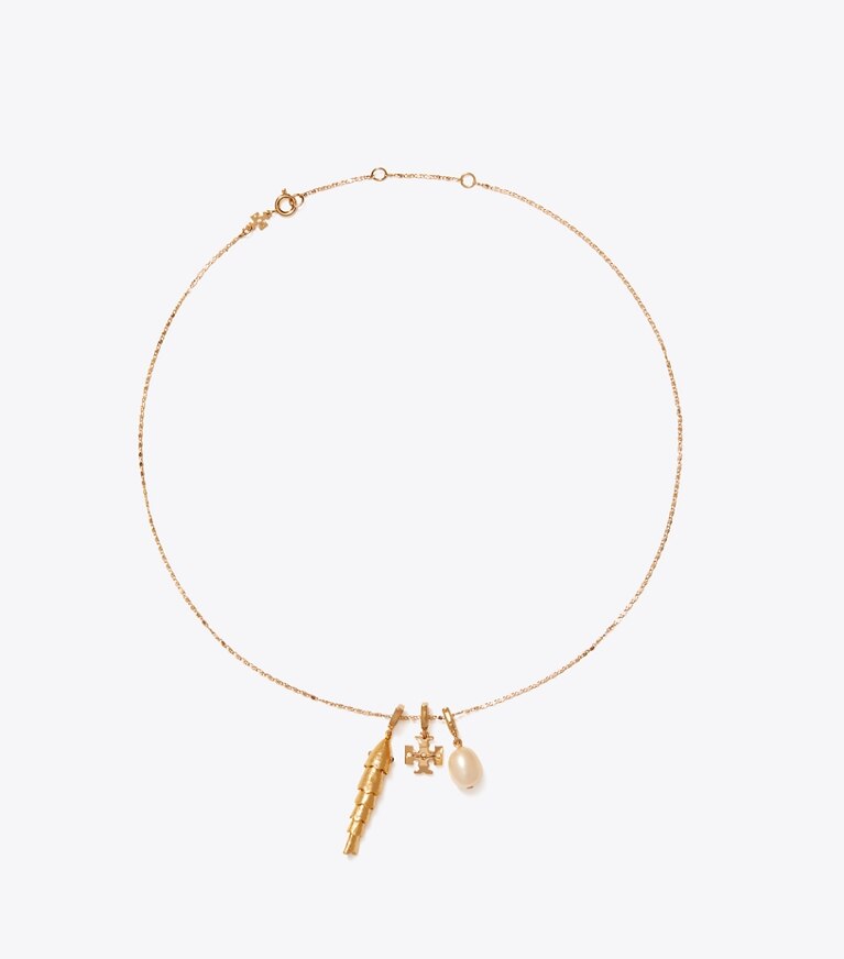 Tory Burch designer collane Collana a catena Curiosity in Tory Gold / Cream superiore