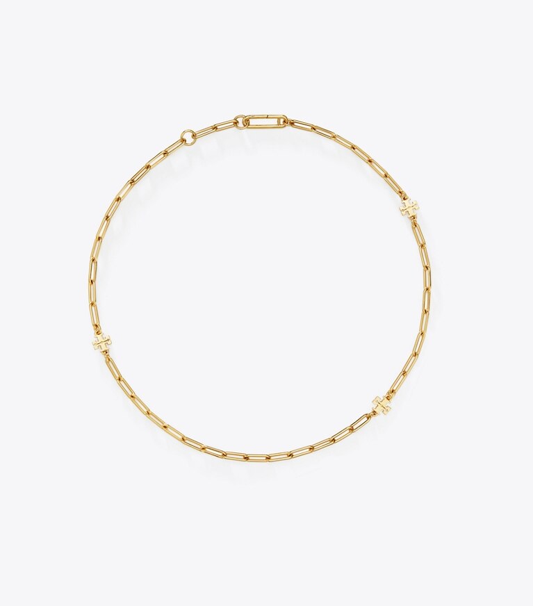 Tory Burch designer collane Collana con catena Good Luck in Tory Gold front