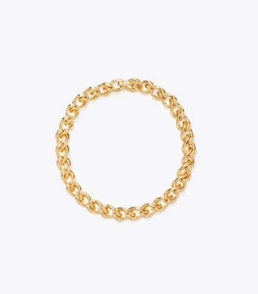 Tory Burch designer collane Collana con catena Wishbone in Tory Gold front