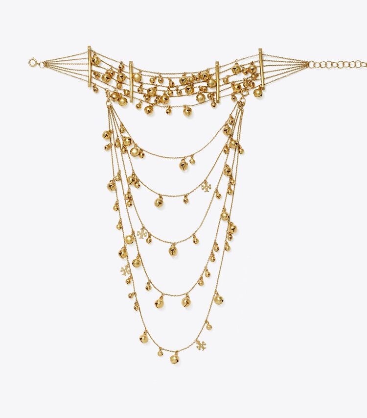 Tory Burch designer collane Collana convertibile con campane in Antique Light Brass front