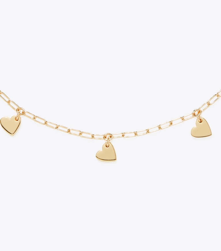 Tory Burch designer collane Collana Curiosity Heart in Tory Gold front