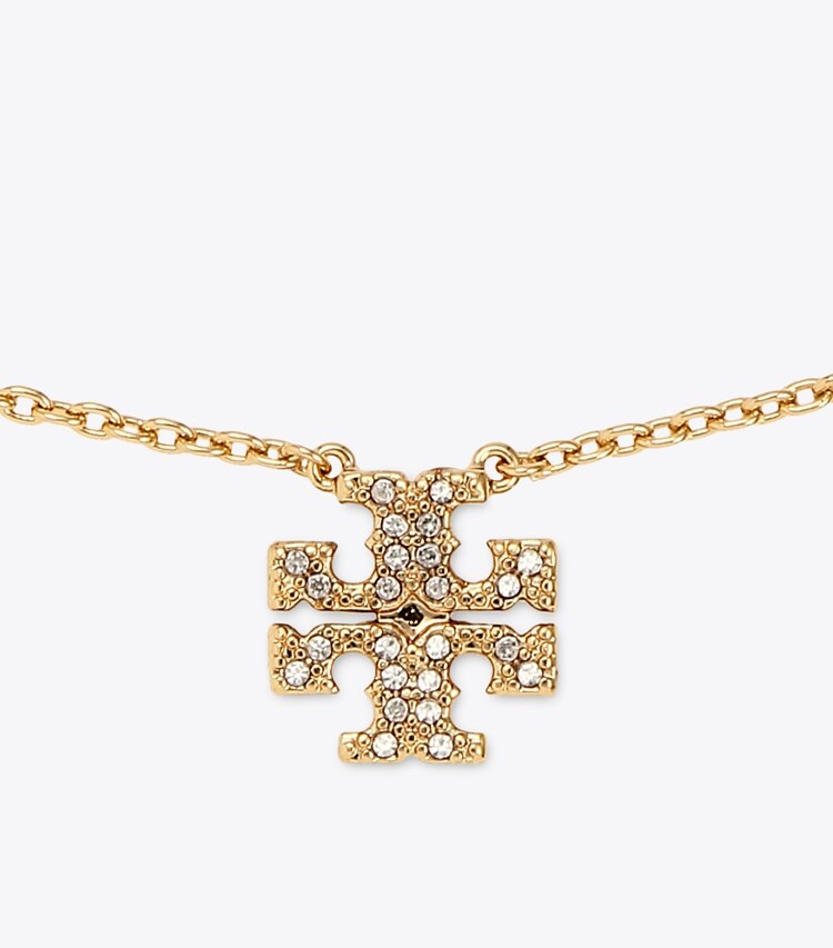 Tory Burch designer collane Collana delicata Kira Pavé in Tory Gold/Crystal dettaglio