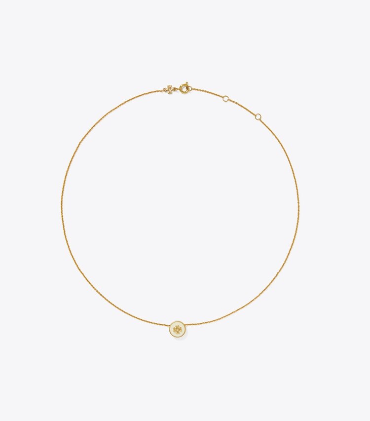 Tory Burch designer collane Collana Icon con pendente smaltato in Tory Gold / New Ivory front