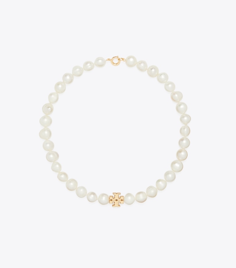 Tory Burch designer collane Collana Kira con perla in Tory Gold / Cream front