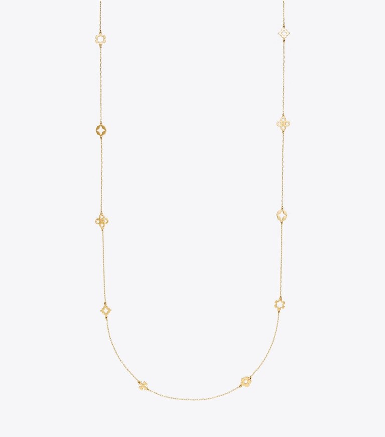 Tory Burch designer collane Collana lunga Kira Clover in Tory Gold front