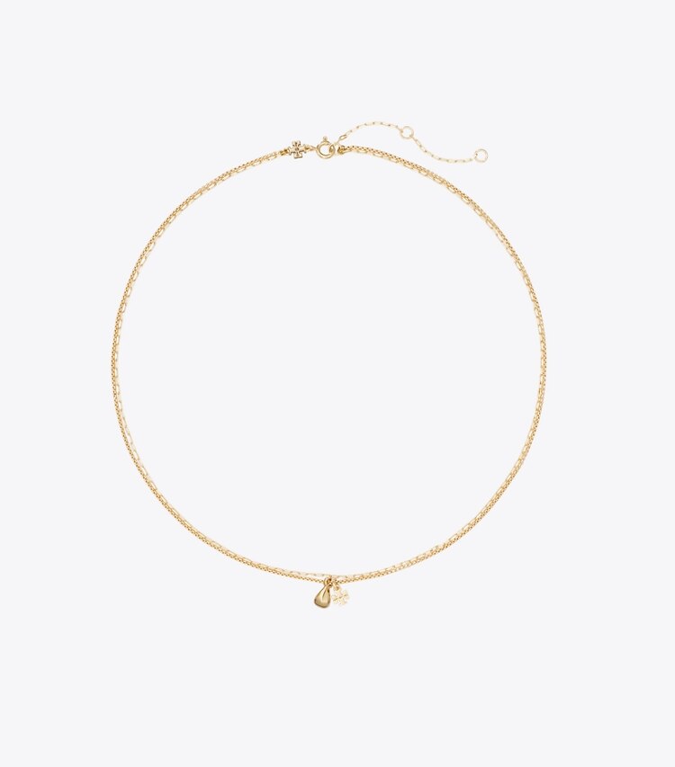 Tory Burch designer collane Collana portafortuna multifilo a catena in Tory Gold front