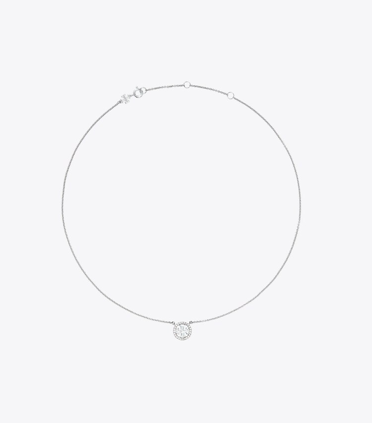Tory Burch designer collane Collana sottile Miller con logo pavé in Tory Silver/Crystal front