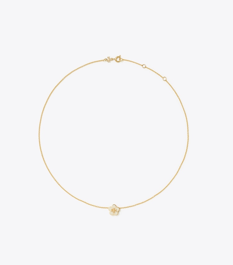 Tory Burch diseñador collares Collar con colgante «Forget Me Not» en Tory Gold / New Ivory frontal