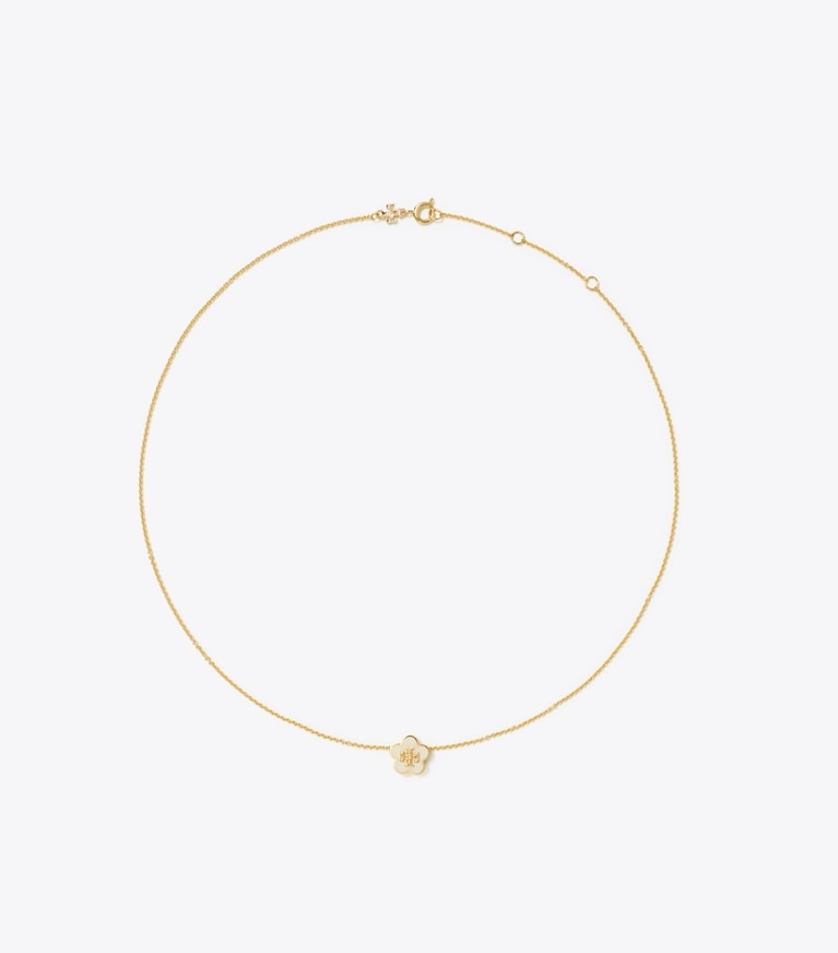 Tory Burch diseñador collares Collar con colgante «Forget Me Not» en Tory Gold / New Ivory frontal