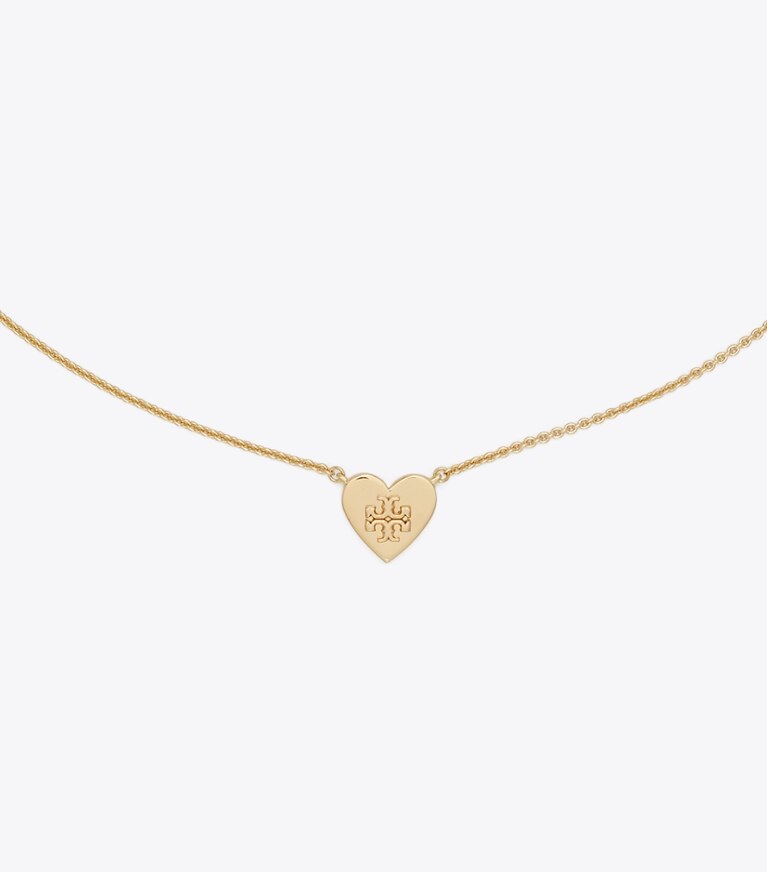 Tory Burch diseñador collares Collar con colgante de corazón Forget Me Not en Tory Gold detalle