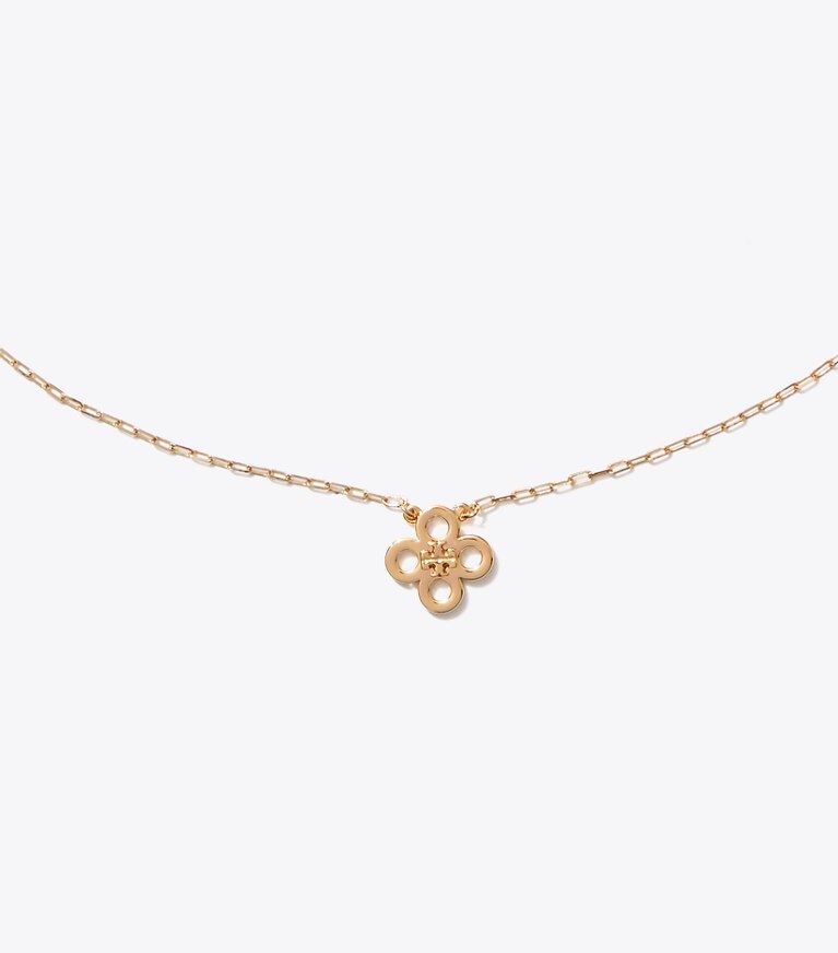 Tory Burch diseñador collares Collar con colgante de trébol Forget Me Not en Tory Gold detalle