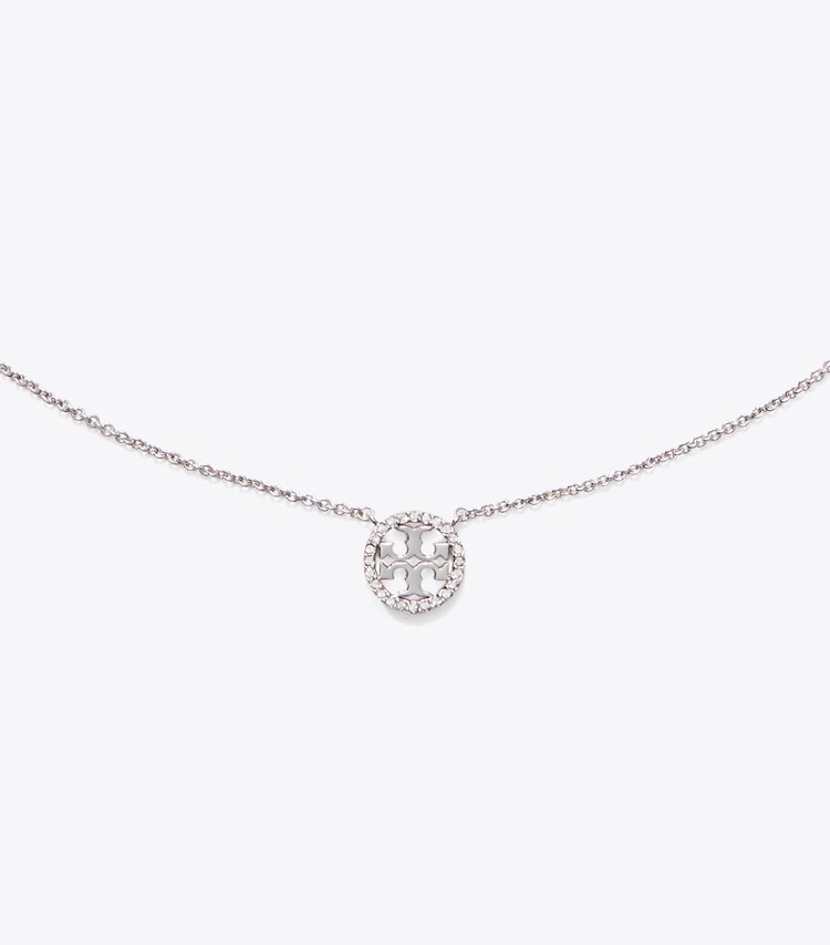 Tory Burch diseñador collares Collar con colgante Pavé Icon en Tory Silver/Crystal detalle