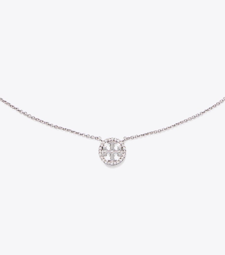 Tory Burch diseñador collares Collar con colgante Pavé Icon en Tory Silver/Crystal detalle