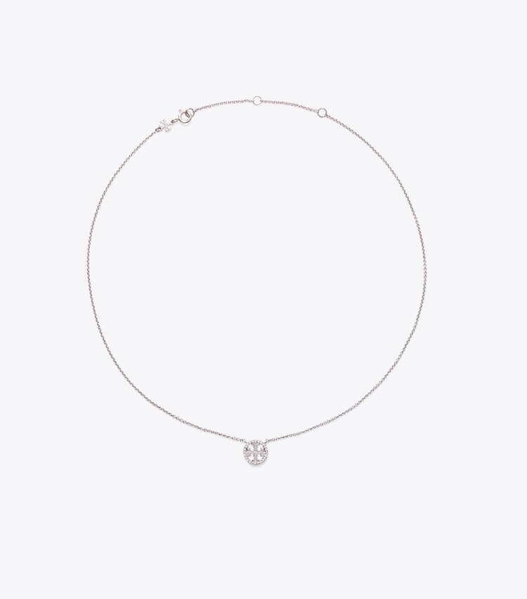 Tory Burch diseñador collares Collar con colgante Pavé Icon en Tory Silver/Crystal frente