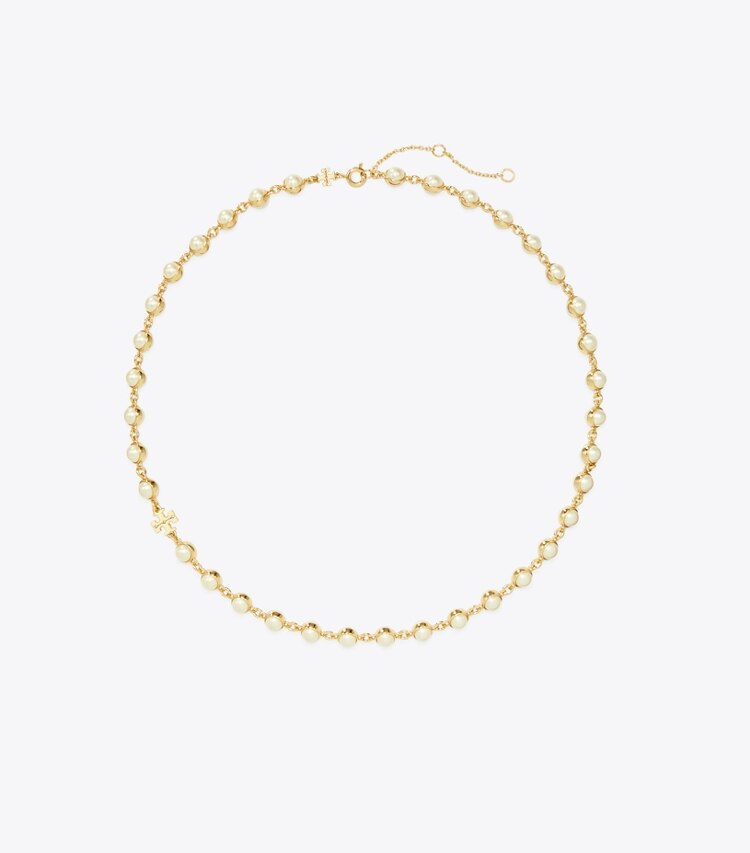 Tory Burch diseñador collares Collar con perlas Moondance en Light Brass / Pearl frente
