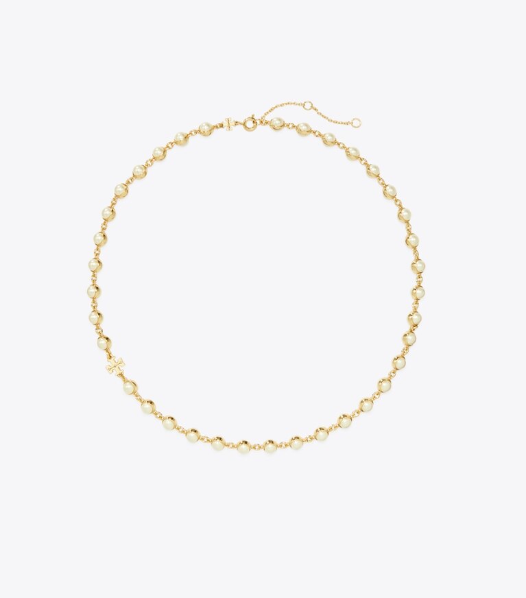 Tory Burch diseñador collares Collar con perlas Moondance en Light Brass / Pearl frente