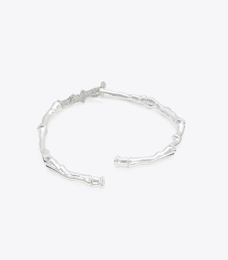 Tory Burch diseñador collares Collar Curiosity de coral en Light Silver / Crystal detalle