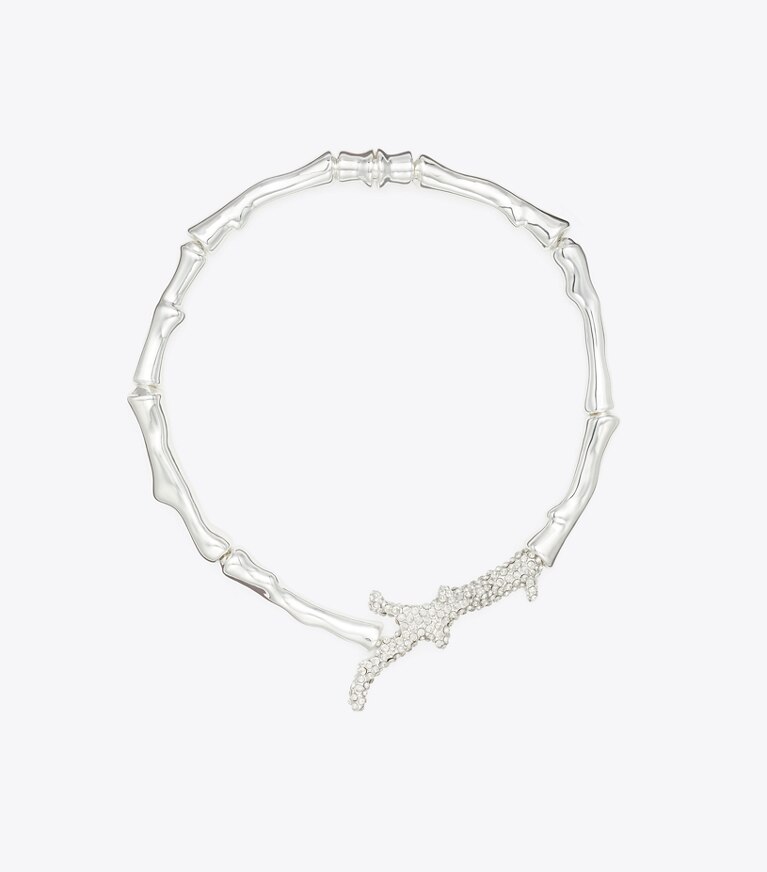 Tory Burch diseñador collares Collar Curiosity de coral en Light Silver / Crystal frente
